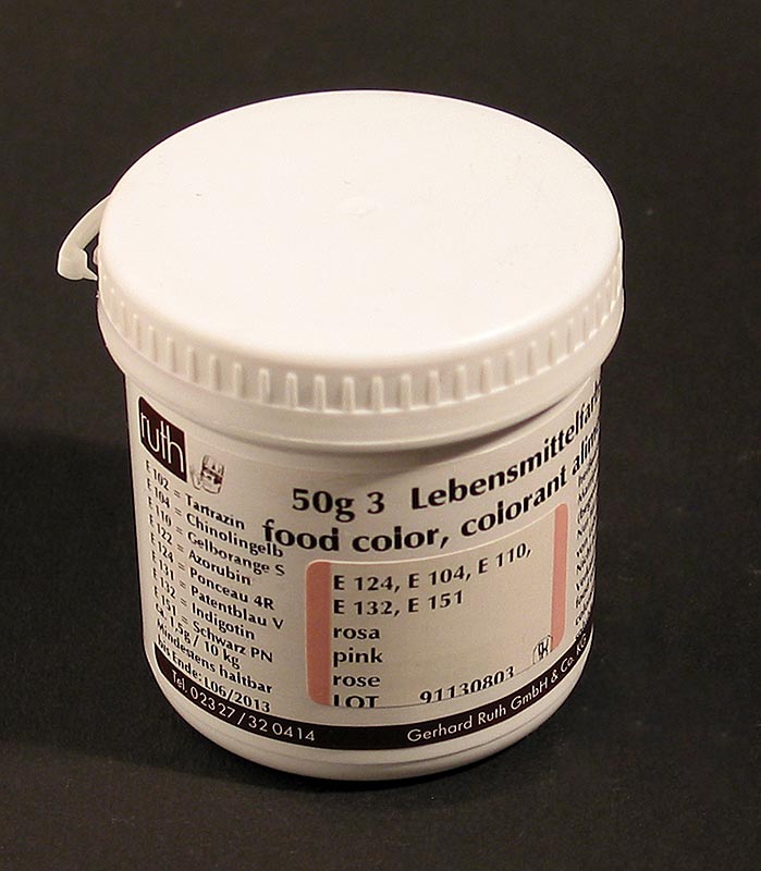 Colorant alimentari en pols, rosa, soluble en aigua, 9113, Ruth - 50 g - Pe pot