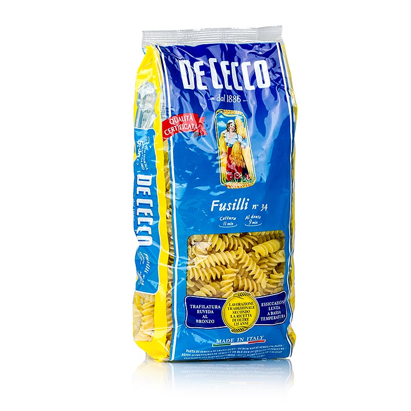 De Cecco Fusilli, n. 34 - 500 gramos - Bolsa