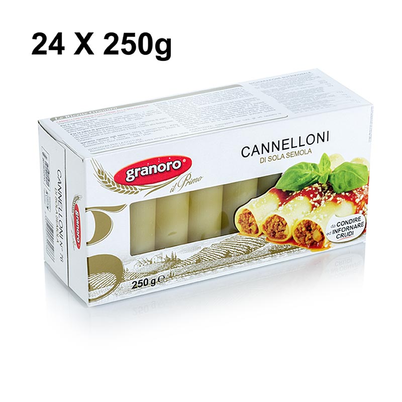 Canelone Granoro, aproximadamente 25 rolos / pacote, No.76 - 6kg, 24x250g - Cartao