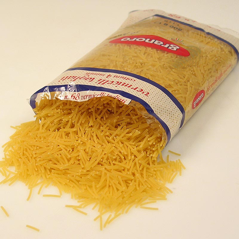 Fideos Tagliati de Granoro, fideos finos y cortos para sopa, n. 68 - 12 kg, 24 x 500 g - Cartulina