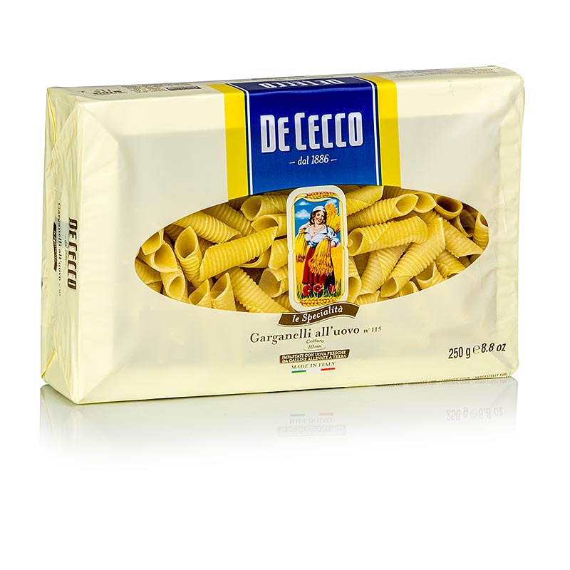 De Cecco Garganelli dengan telur, No.115 - 250 g - kerajang