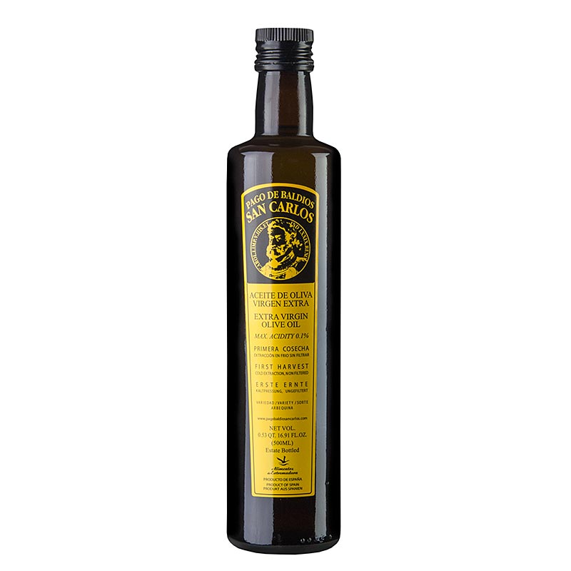 Extra virgin olifuolia, Pago Baldios San Carlos, 100% Arbequina - 500ml - Flaska