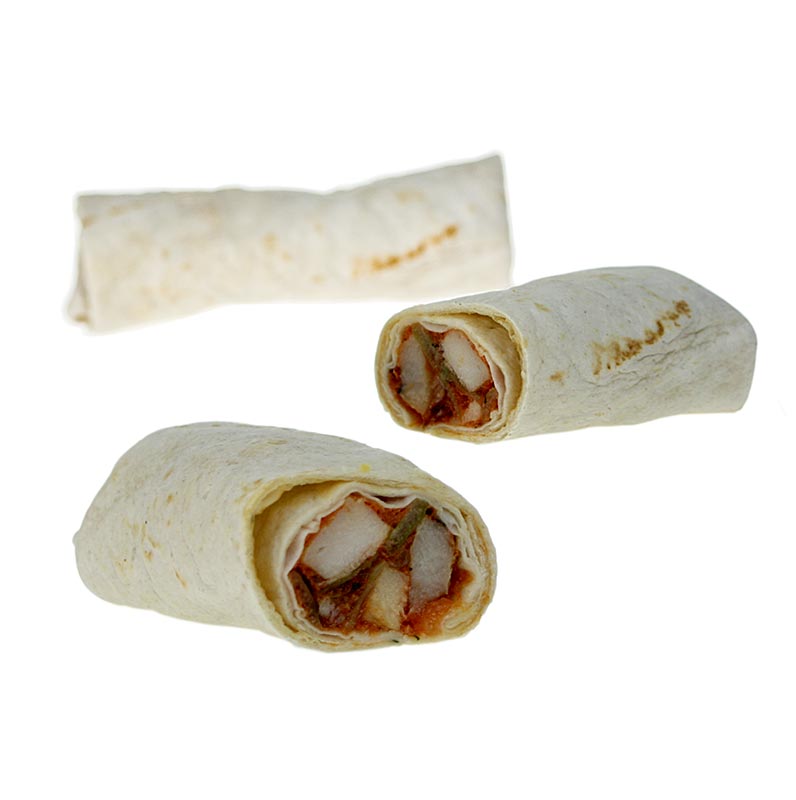 Burritos Pollorito, tortilla gruri, mbushje pikante me shpende - 3,2 kg, 40 x 80 g - Karton