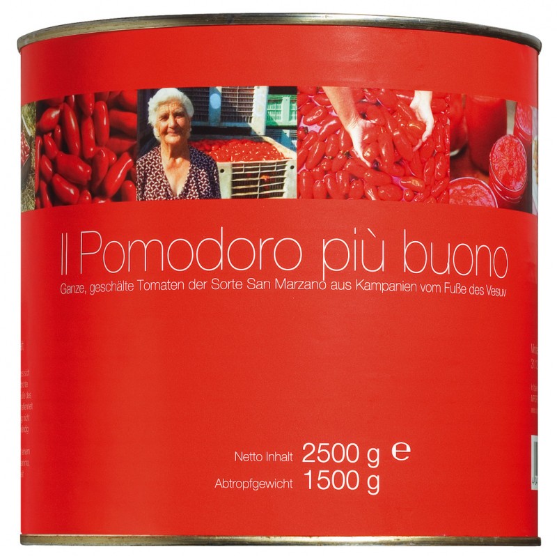 San Marzano, tomate inteiro pelado da variedade San Marzano due, Il pomodoro piu buono del Vesuvio da Campania / Italia - 2.500g - pode