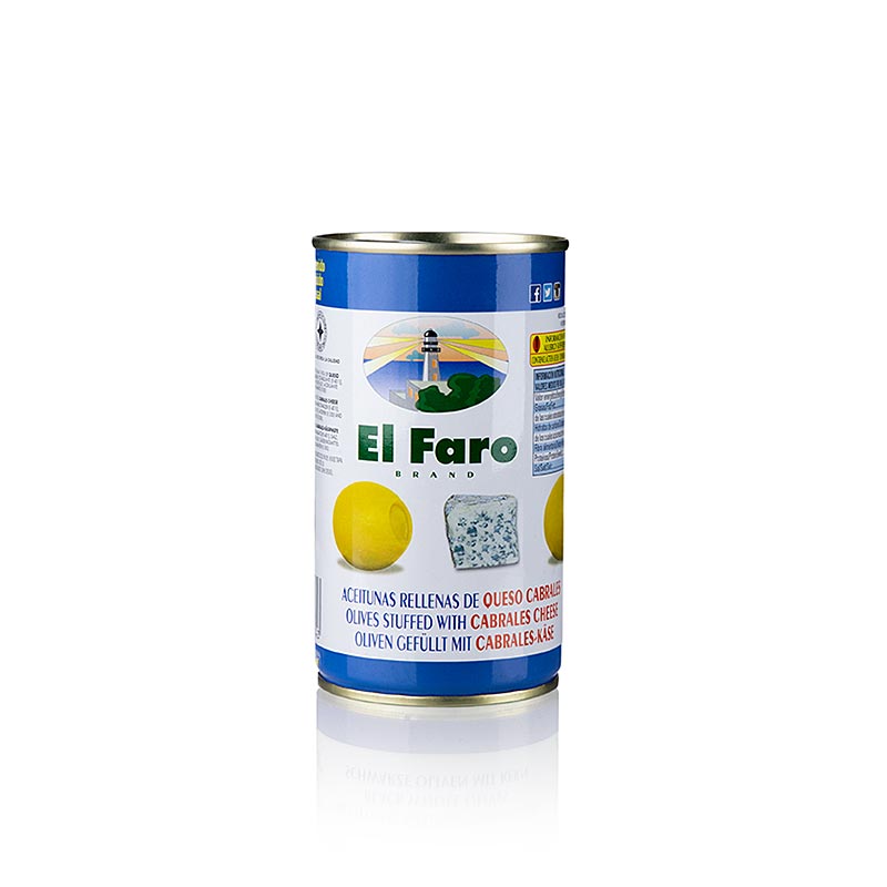 Aceitunas verdes deshuesadas con queso azul, El Faro - 350g - poder