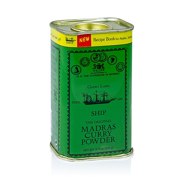 Curry-Pulver Madras, grüne Dose, Poonjiaji - 250 g - Dose