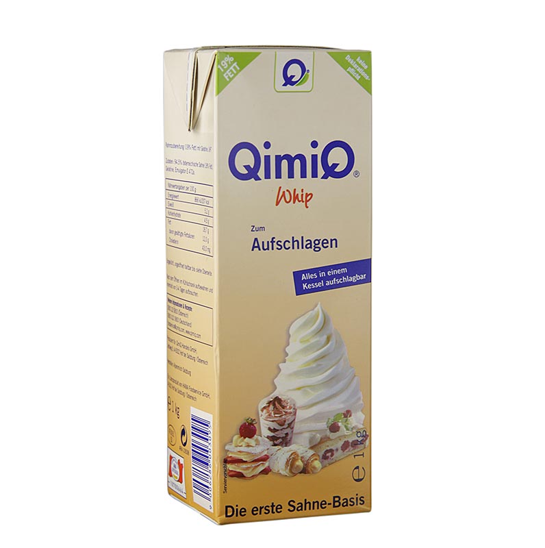 QimiQ Whip Natural, untuk menyebat krim manis dan berperisa, 19% lemak - 1 kg - Tetra