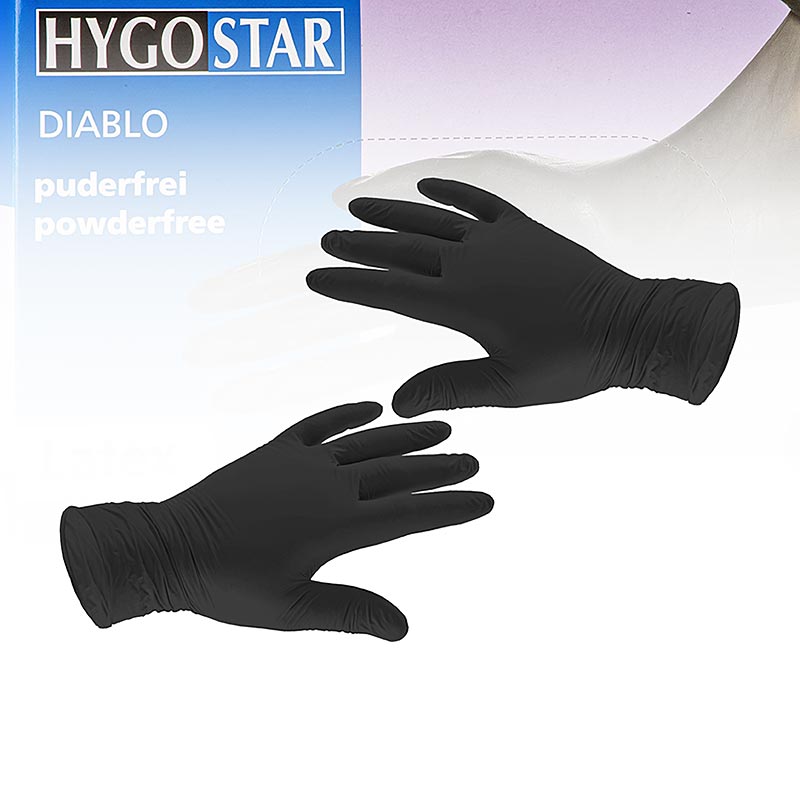 Guantes desechables de latex, negros, talla S, sin polvo - 100 piezas - caja