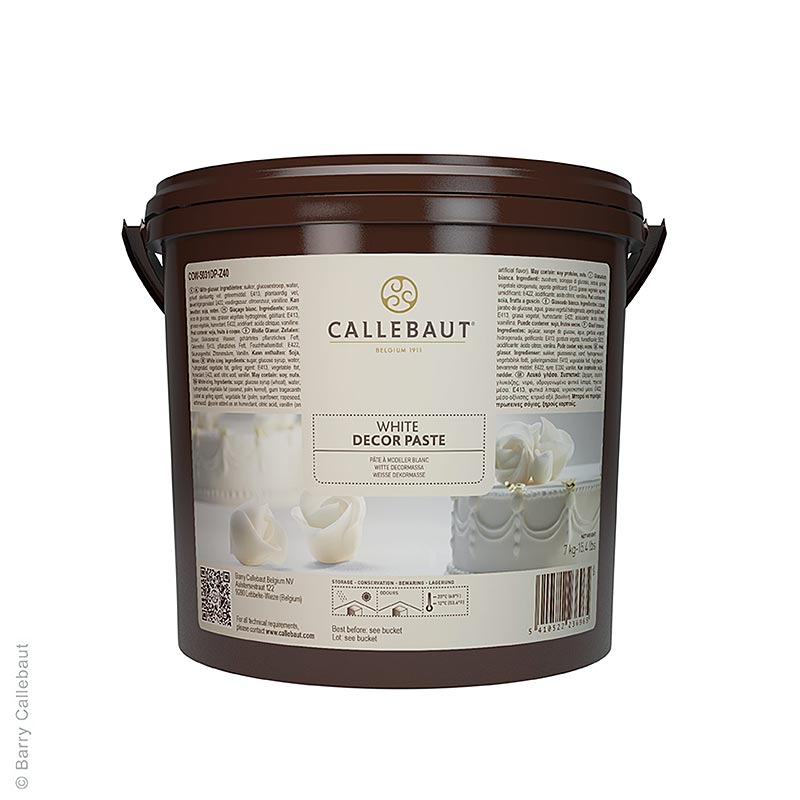 Callebaut Pasta bianca per rivestimento e decorazione, dolce, al gusto di vaniglia - 7kg - Secchio Pe