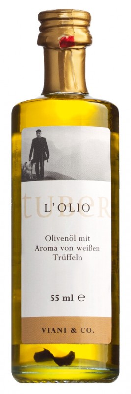 Olio d`oliva al tartufo bianco, azeite de trufas com aroma de trufa branca - 55ml - Garrafa