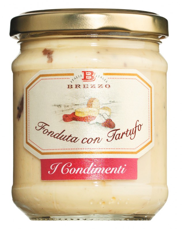 Fonduta con tartufo, ostekrem med hvite troefler, Apicoltura Brezzo - 190 g - Glass