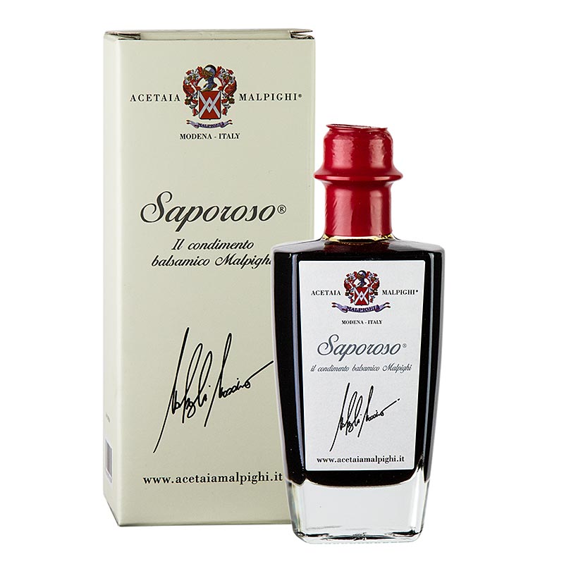 Balsamic Condiment Saporoso, 6 vuotta, tammi- ja akaasiapuutynnyri, Malpighi - 200 ml - Pullo