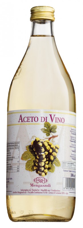 Aceto di vino bianco, vitvinsvinager, Mengazzoli - 1 000 ml - Flaska