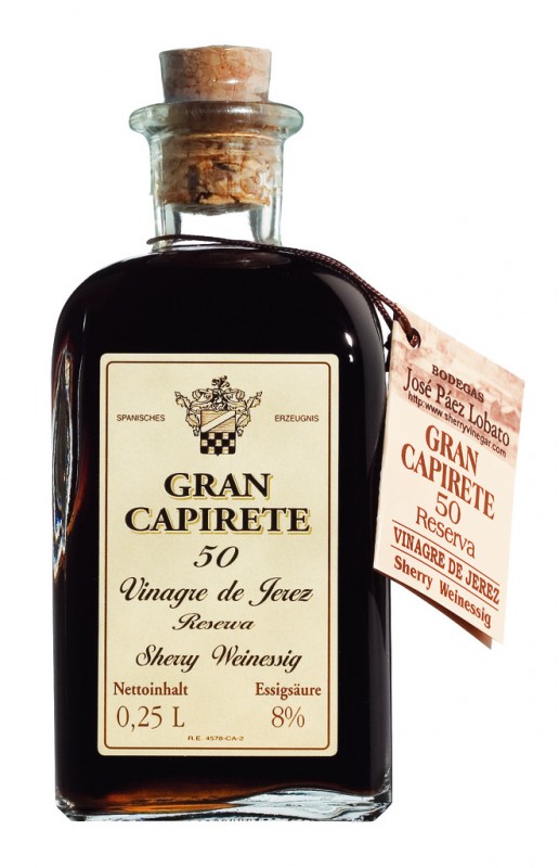 Gran Capirete - Vinagre de Jerez Reserva DOP, vinagre de Jerez DOP, parcialmente envejecido hasta 50 anos, Lobato - 250ml - Botella