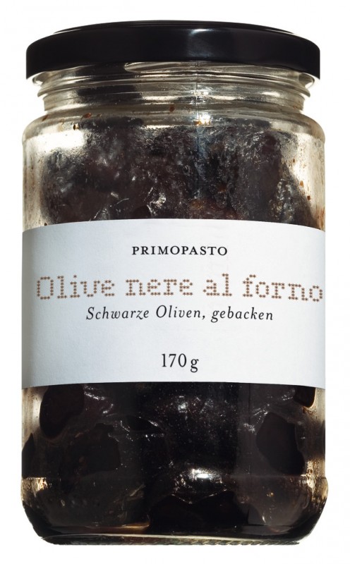 Olive nere secche, aceitunas negras, secas, segun facon grecque, primopasto - 170g - Vaso