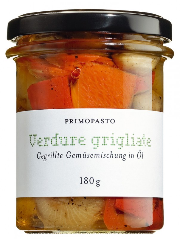 Verdure grigliate miste, legumes grelhados em oleo de girassol, primopasto - 180g - Vidro