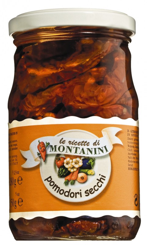 Pomodori secchi sott`olio, tomates secos en aceite, Montanini - 280g - Vaso