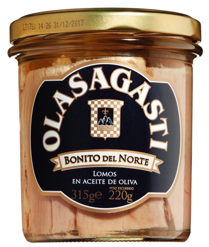 Bonito del Norte lomos en aceite de oliva, copa te pasme te tonit bonito ne vaj ulliri, Olasagasti - 315 g - Xhami