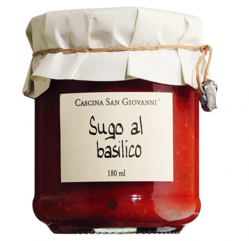 Sugo al basilico, molho de tomate com manjericao, Cascina San Giovanni - 180ml - Vidro