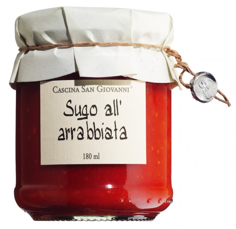 Sugo all`arrabbiata, tomatsaus med chili, Cascina San Giovanni - 180 ml - Glass