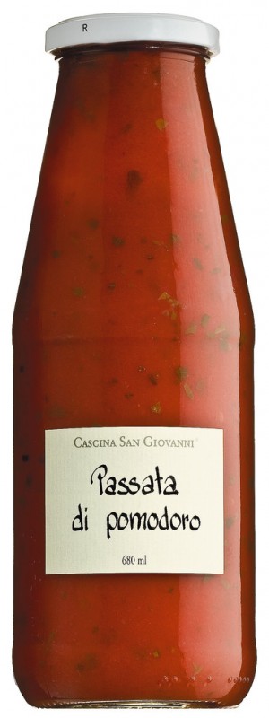 Passata di pomodoro, bubur tomat dengan basil, Cascina San Giovanni - 670ml - Botol