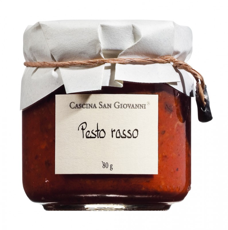 Pesto rosso, tomatpesto, Cascina San Giovanni - 80 g - Glass