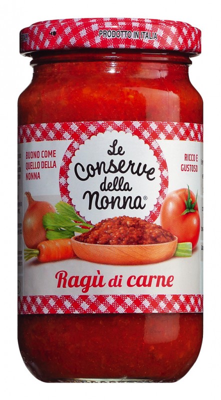 Ragu di carne, molho de tomate com ragu de carne, Le Conserve della Nonna - 190g - Vidro