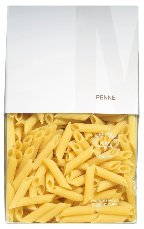 Penne, pasta semolina gandum durum beralur, Pasta Mancini - 1.000 gram - mengemas