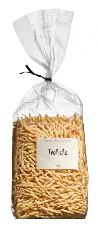 Pasta di semolina di grano duro, Trofiette, pasta semolina gandum durum, Trofiette, Cascina San Giovanni - 500 gram - mengemas