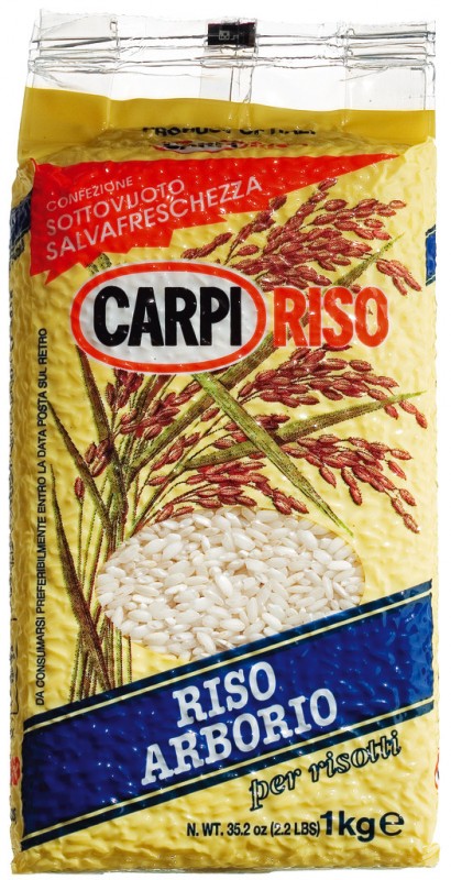 Riso Arborio, nasi risotto Arborio, butiran pendek, Riseria Modenese - 1.000 gram - mengemas