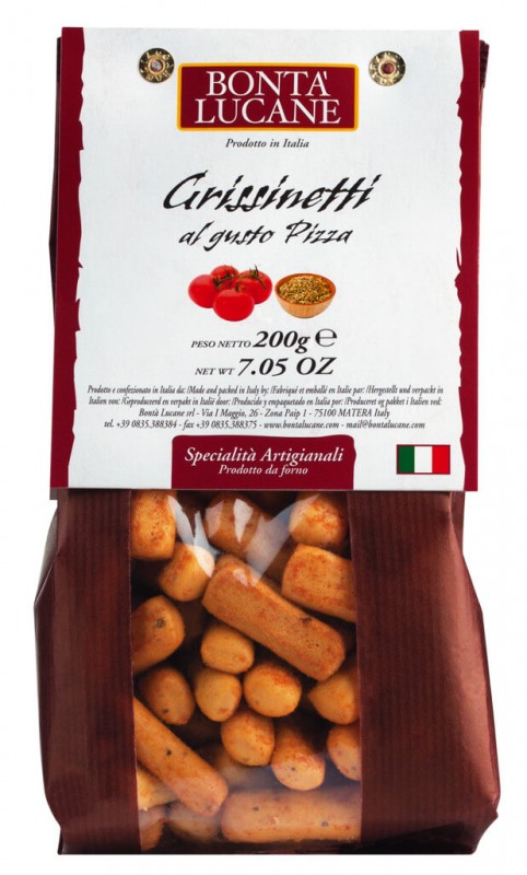 Pizza Grissinetti al gusto, baguetes com tomate e oregano, Bonta Lucane - 200g - bolsa