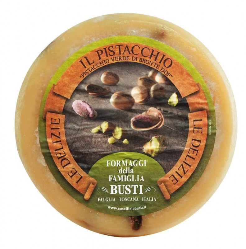 Pecorino con pistacchio di Bronte, keju separa keras yang diperbuat daripada susu biri-biri dengan pistachio dari Bronte, Busti - lebih kurang 1.3 kg - sekeping