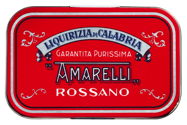 Liquirizia lattina rossa, pura en trossos petits, pastilles de regalessia llauna vermella, Amarelli - 12 x 40 g - visualitzacio