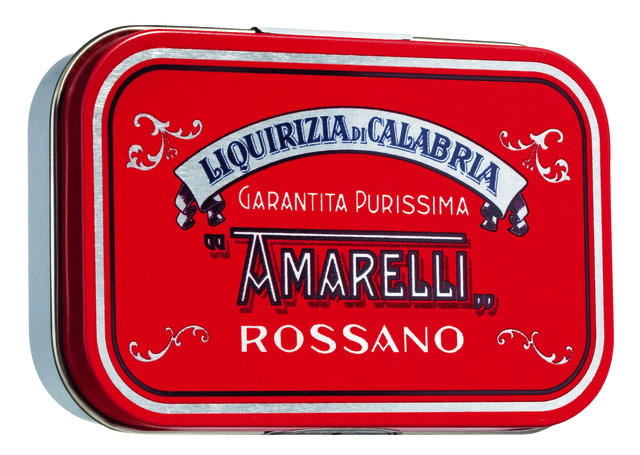 Liquirizia lattina rossa, pura en trossos petits, pastilles de regalessia llauna vermella, Amarelli - 12 x 40 g - visualitzacio