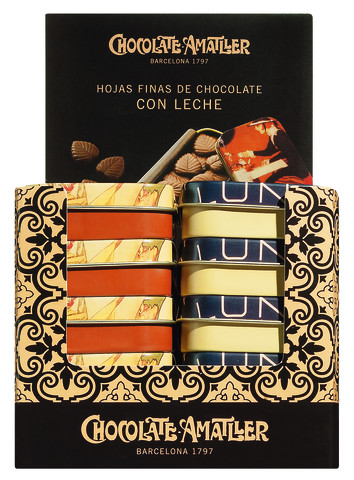 Hoja finas de chocolate con Leche, pajangan, kelopak coklat susu, pajangan, Amatller - 20x30g - menampilkan