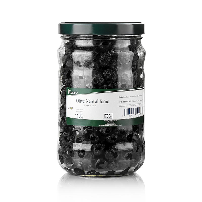 Olives negres, sense pinyol, seques, al forn (del forn) - 1,1 kg - Vidre