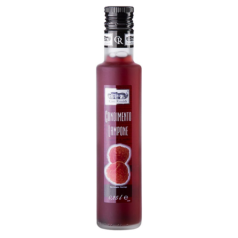 Condimento all`aceto di lamponi, aceto di vino rosso con succo di lampone, acidita 6%, Casa Rinaldi - 250 ml - Bottiglia