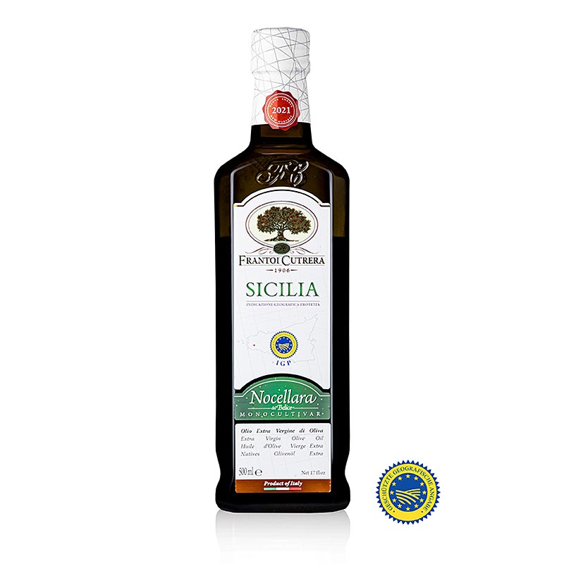 Extra virgin olivenolje, Frantoi Cutrera IGP / PGI, 100 % Nocellara del Belice - 500 ml - Flaske