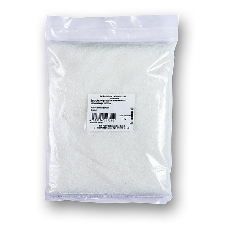 Marisol® Sal Sale marino tradizionale, fino, bianco, umido, CERTIPLANET, BIOLOGICO - 1 kg - borsa