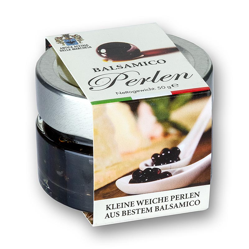 Vinagre balsamico de caviar picante, perola tamanho 3-5mm, esferas, Terra del Tuono - 50g - Vidro