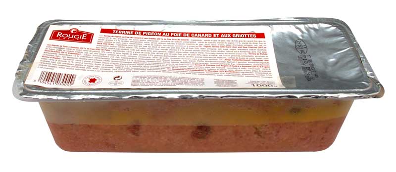 Terrine merpati, dengan ceri dan hati itik foie gras (20%), rougie - 1 kg - cangkerang PE