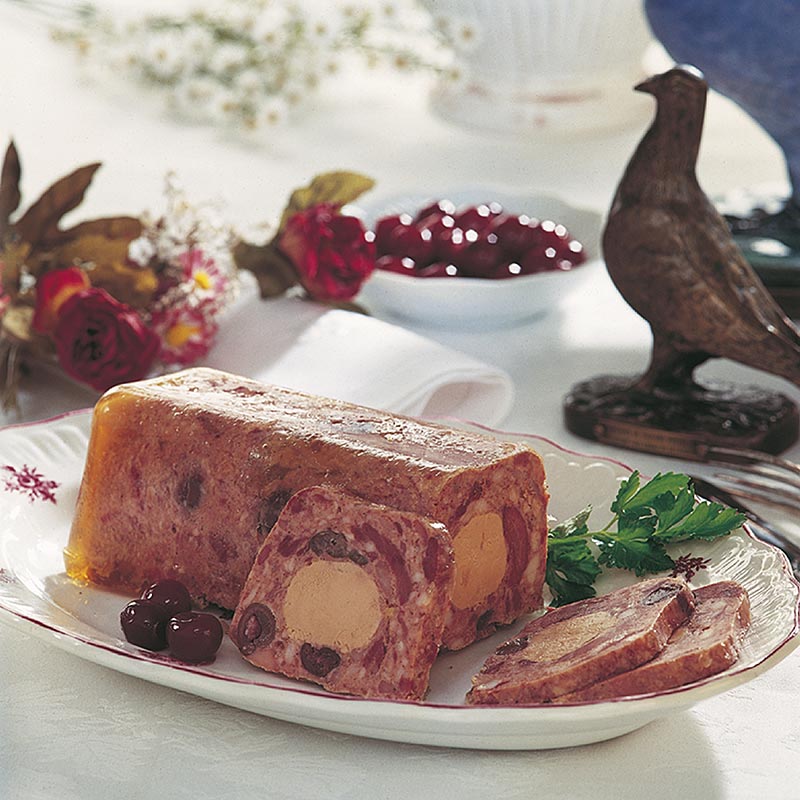 Terrine merpati, dengan ceri dan hati itik foie gras (20%), rougie - 1 kg - cangkerang PE