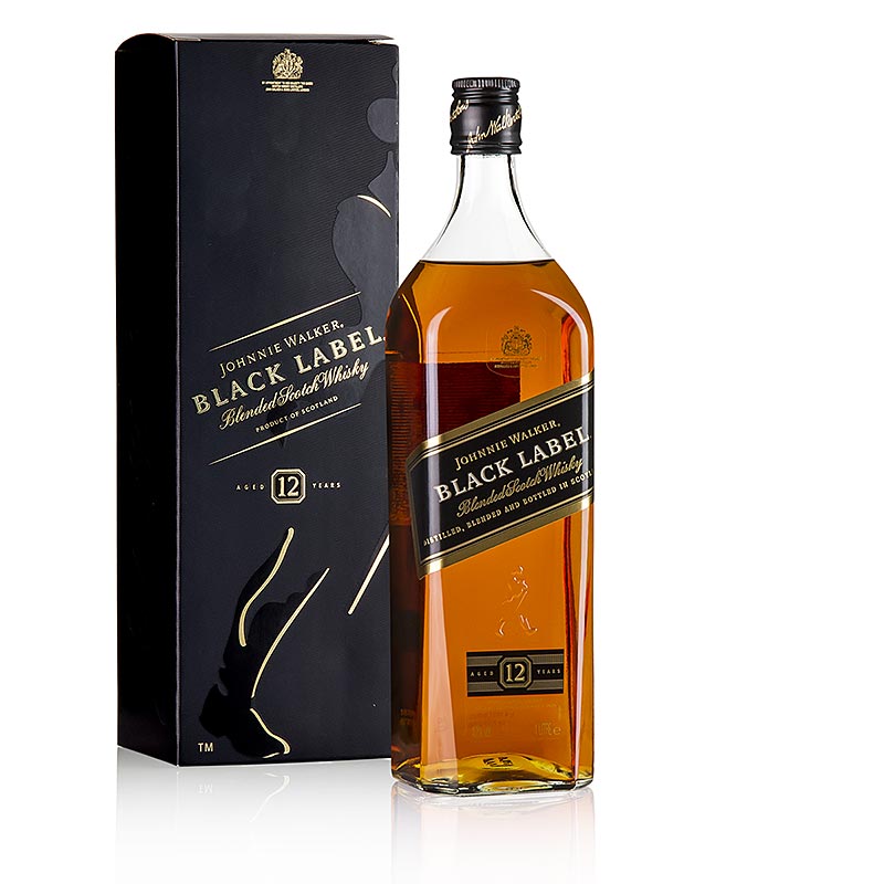 Sekoitettu viski Johnnie Walker Black Label, 40 tilavuusprosenttia, Skotlanti - 1 litra - Pullo