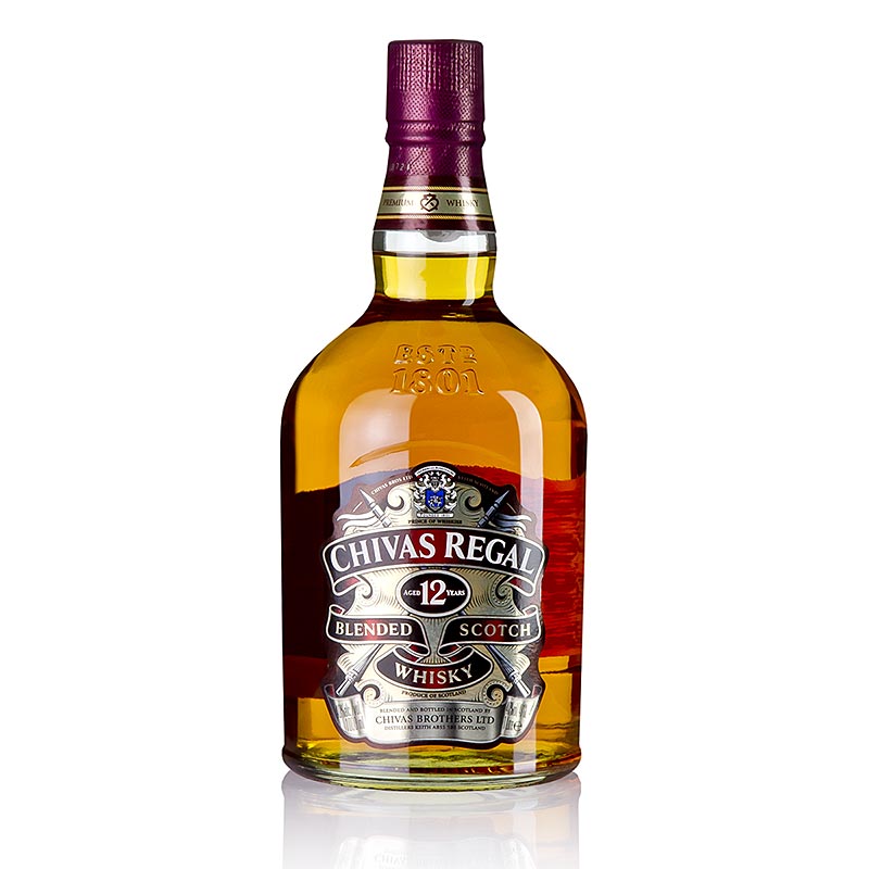 Sekoitettu viski Chivas Regal, 12 vuotta, 40 tilavuusprosenttia, Skotlanti - 1 litra - Pullo