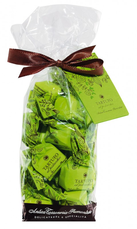 Tartufi dolci al pistacchio, sacchetto, tartufi di cioccolato con pistacchi, borsa, Antica Torroneria Piemontese - 200 g - BTL