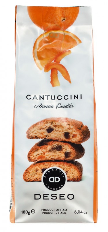 Cantuccini arancia candita, sacch., Cantuccini appelsiinin kanssa, Deseo - 180 g - laukku