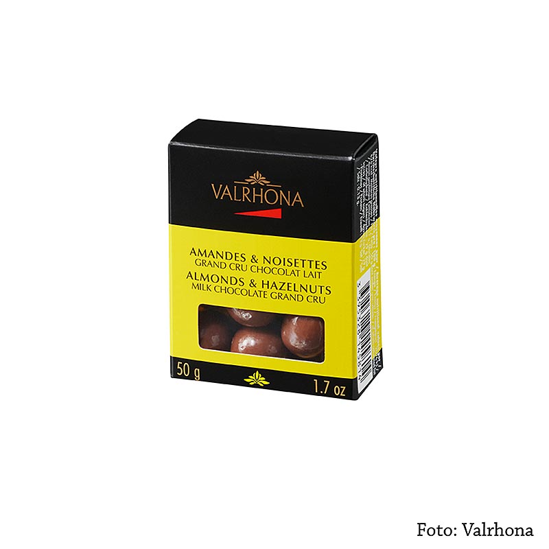 Bolas Valrhona Equinoxe - amendoas / avelas em chocolate ao leite - 50g - pode