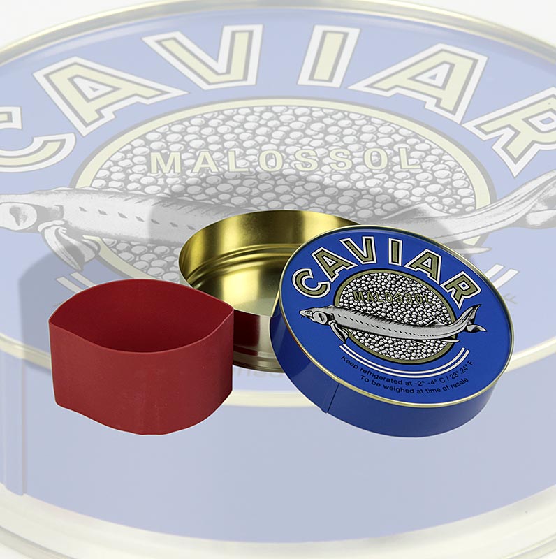 Lata de caviar - azul escuro, com fecho de borracha, Ø 15,5cm, para 1000g de caviar - 1 pedaco - Solto