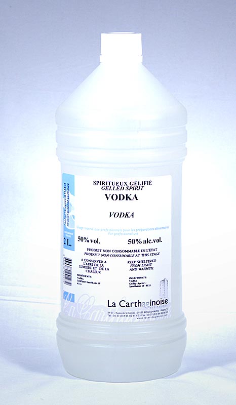 Vodka, 50% vol., gel para pasteleria y heladeria - 2 litros - botella de PE