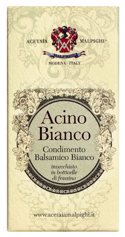 Acino Bianco, Condimento bianco, Condimento Bianco, ikaantynyt 5 vuotta, Malpighi - 50 ml - Pullo